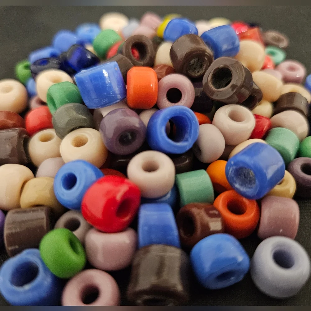 125+ BEADS mixed glass crow assorted colors NEW vintage handmade Last Set!